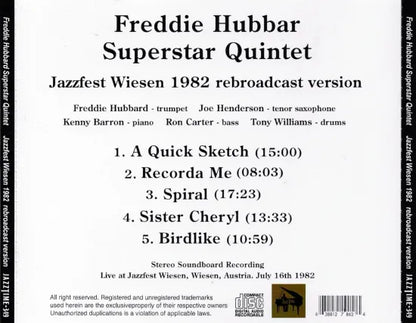 Freddie Hubbard Superstar Quintet / Jazzfest Wiesen 1982 rebroadcast version STEREO SOUNDBOARD (1CDR)