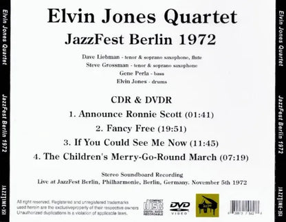 Elvin Jones Quartet / Jazz Fest Berlin 1972 STEREO SOUNDBOARD (1CDR + 1DVDR)