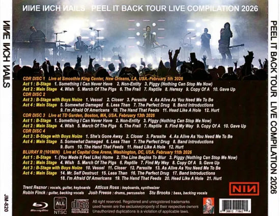 NINE INCH NAILS / PEEL IT BACK TOUR LIVE COMPILATION 2026 (4CDR+1BDR)