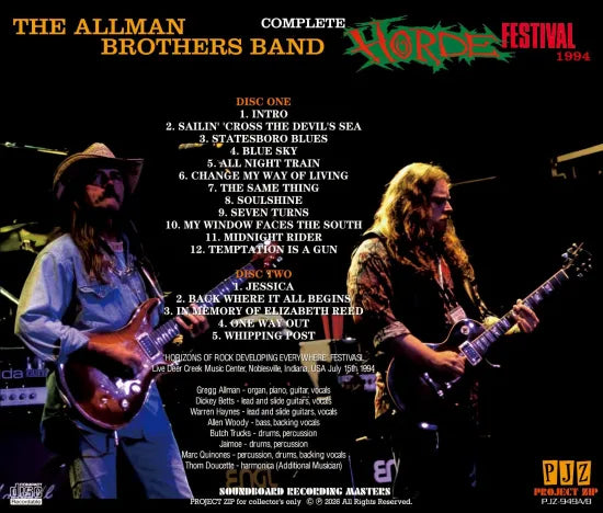 THE ALLMAN BROTHERS BAND / COMPLETE H.O.R.D.E. FESTIVAL 1994 (2CDR)