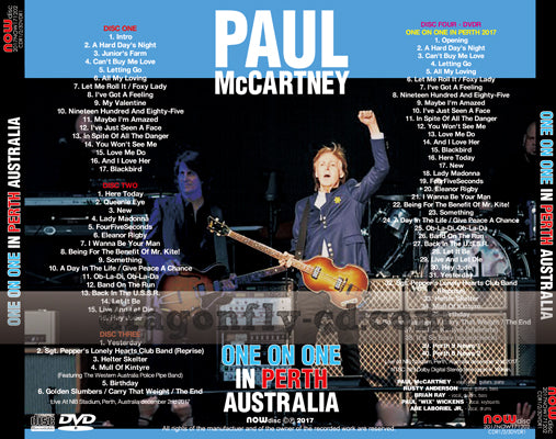 PAUL McCARTNEY / ONE ON ONE IN PERTH ONE ON ONE AUSTRALIAN TOUR 2017 (3CDR+1DVDR)