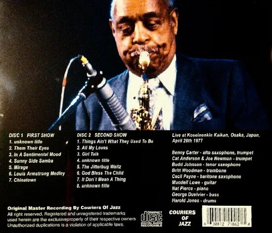 BENNY CARTER & JAZZ ALL STARS / Live at Kouseinenkin Kaikan 1977 (2CD)
