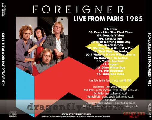 FOREIGNER / LIVE FROM PARIS 1985 Soundobard (2CDR)