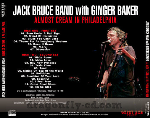 JACK BRUCE BAND with GINGER BAKER / ALMOST CREAM IN PHILADELPHIA Soundboard (2CDR)