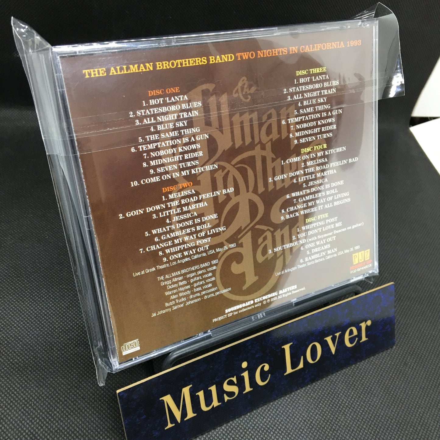 THE ALLMAN BROTHERS BAND / TWO NIGHTS IN CALIFORNIA 1993 (5CDR)