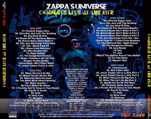 FRANK ZAPPA / COMPLETE LIVE AT THE RITZ (4CDR) – WORLD MUSIC LOVER