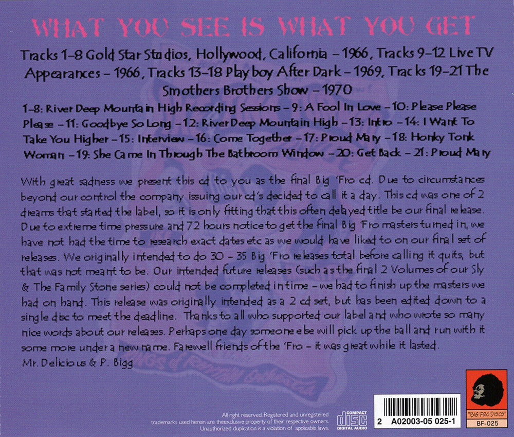 THE IKE & TINA TURNER / WHAT YOU SEE IS WHAT YOU WANT Soundboard (1CD)
