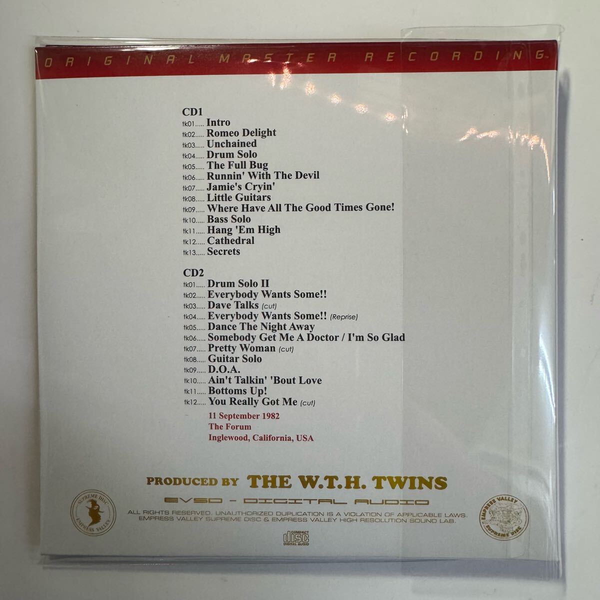 VAN HALEN / Inglewood 1982 (2CD) SOUNDBOARD Empress Valley New