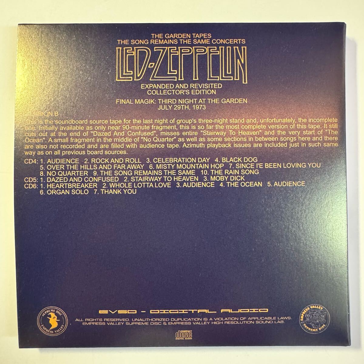 LED ZEPPELIN / THE GARDEN TAPES (18CD BOX SET) Limited reproduction Crazy Live Complete Edition Empress Valley New