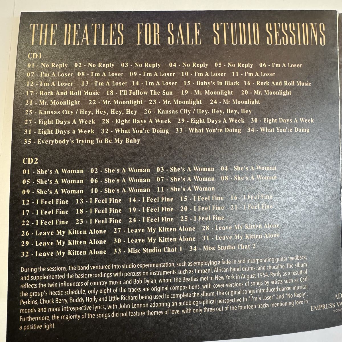 THE BEATLES / FOR SALE studio sessions captain acid remaster (2CD)