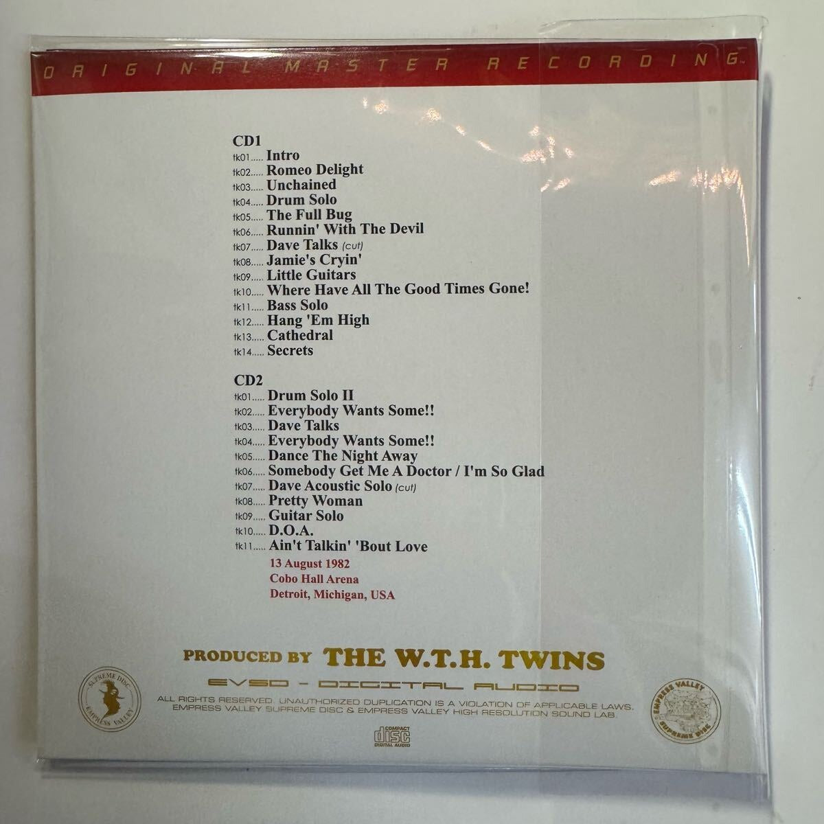 VAN HALEN / Detroit Night 1982 (2CD) SOUNDBOARD Empress Valley New